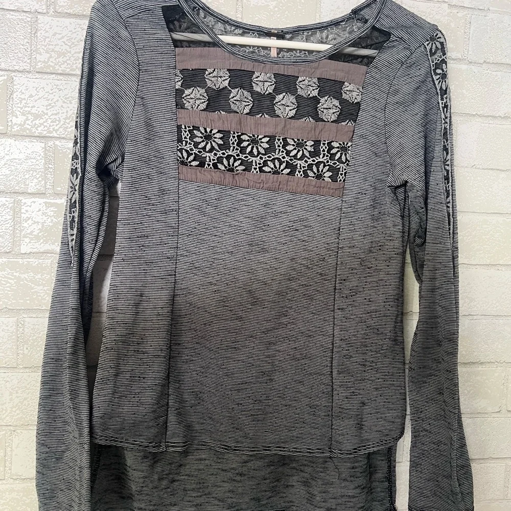 Free People black lace top shirt embroidered